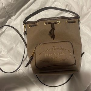 Prada Logo Jacquard Bucket Bag